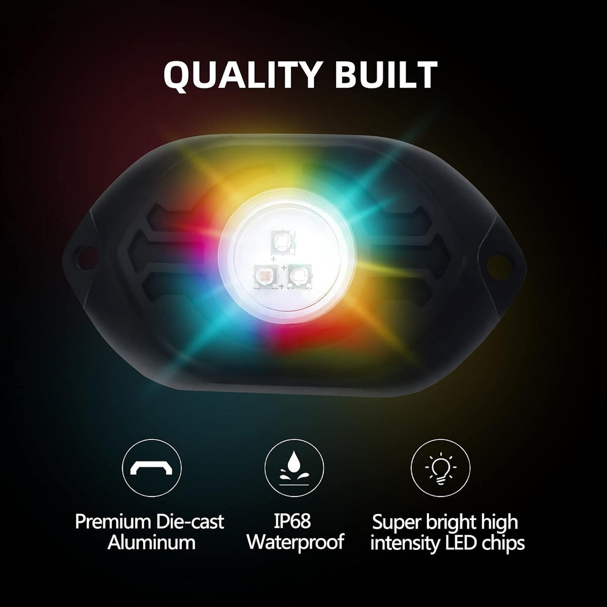 18 LEDs Multicolor Waterproof Aluminum Underglow Light Kit Pack of 2 I39950