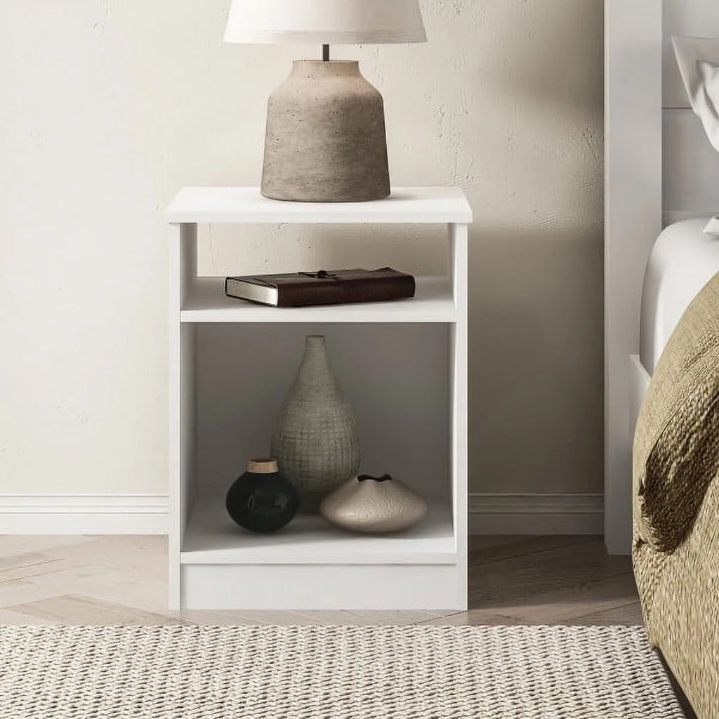 White Open Shelf Nightstand X3504
