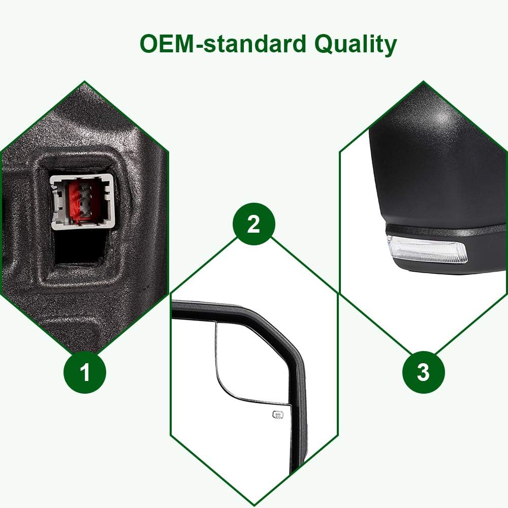 Towing Mirrors for Ford F150 with Power Adjustment Heated Turn Signal Light V83326