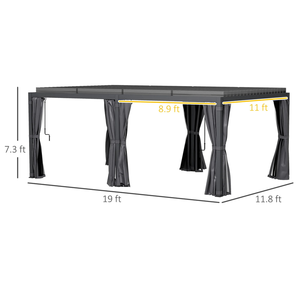 12'x19' Aluminum Pergola with Adjustable Louvered Roof J460