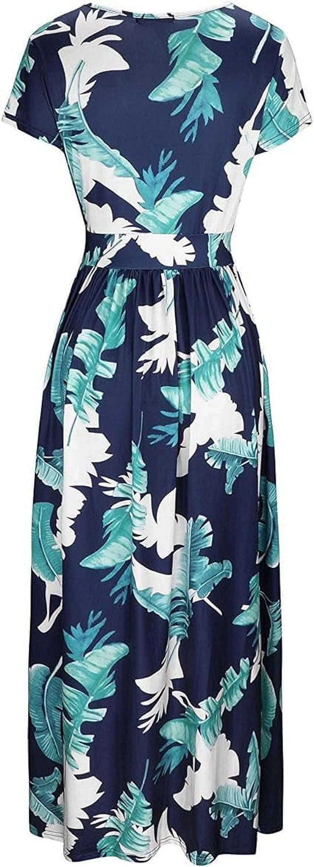 Women's Short Sleeve Wrap Waist Maxi Dress with Pockets V45860