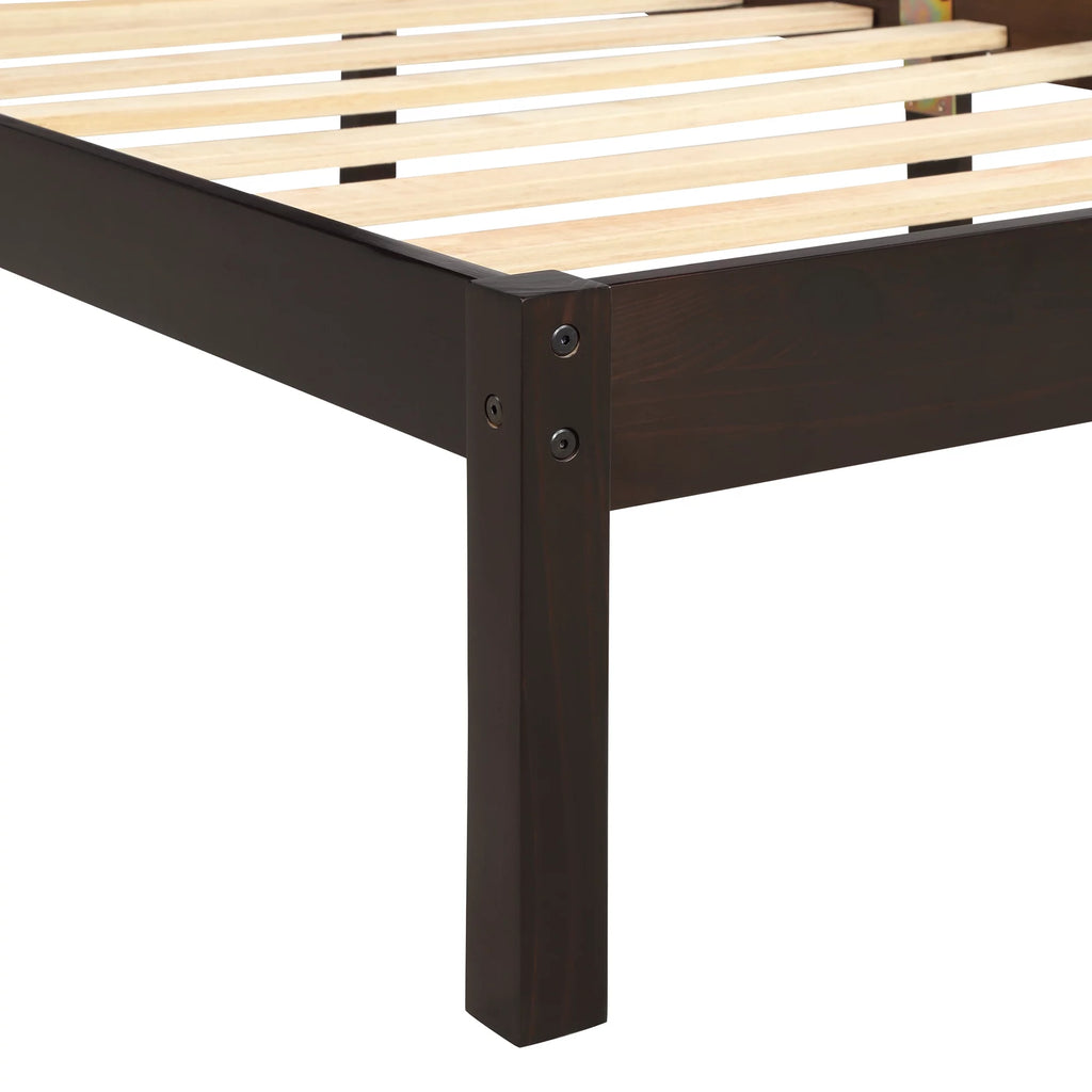 Twin Size Wood Platform Bed Frame with Headboard S481