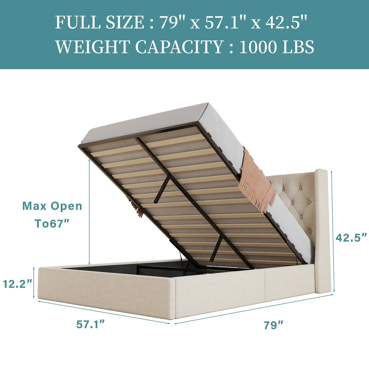 Queen Size Lift Up Storage Bed Frame G981