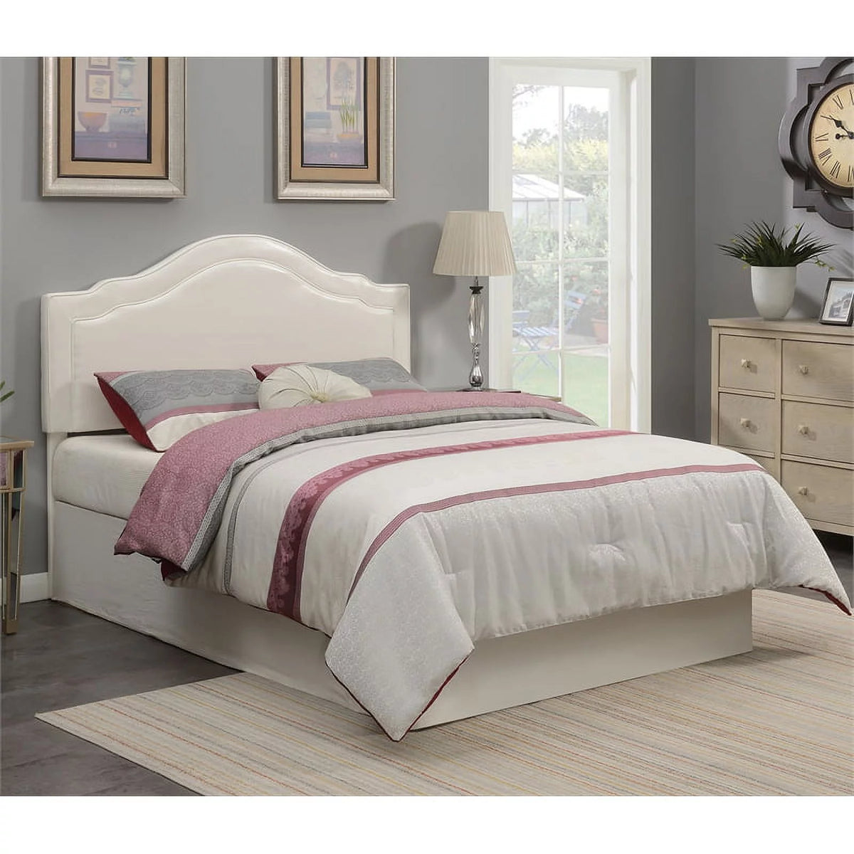 Cream Faux Leather Queen Headboard X75232