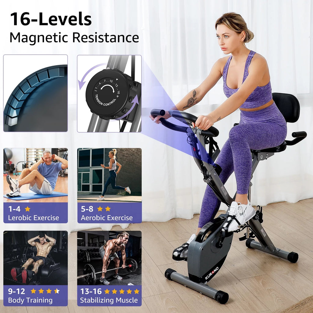 Folding Indoor Cycling Bike 330LB Capacity Magnetic Resistance G3176