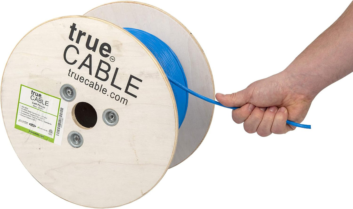 500ft Blue 23AWG 4 Pair Solid Bare Copper Bulk Ethernet Cable F9427