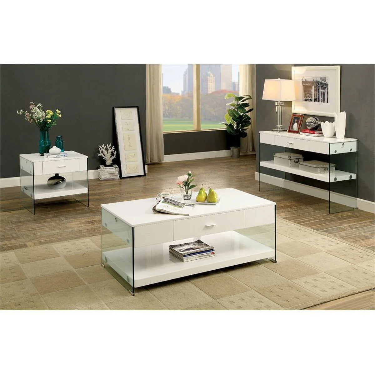 White Wood Storage Coffee Table S43509
