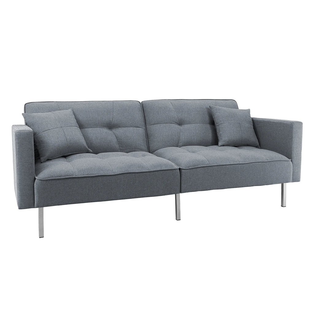 Dark Gray Linen Convertible Futon Sofa Bed J44438