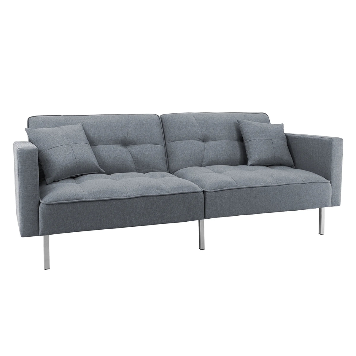 Dark Gray Linen Convertible Futon Sofa Bed J44438