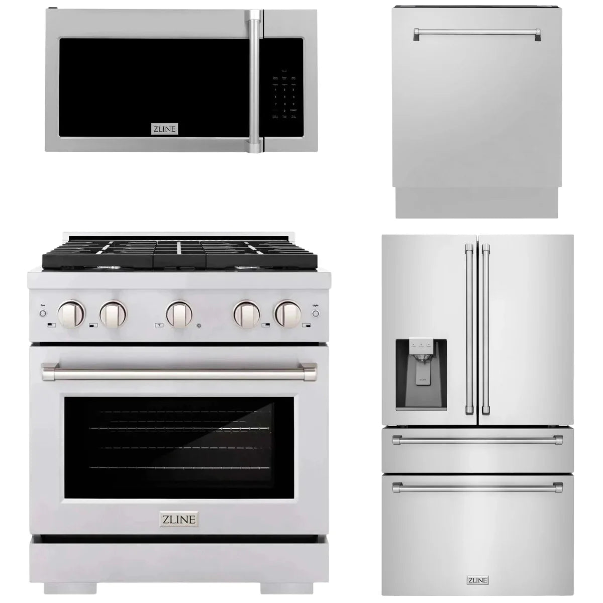 30 Gas Range, Refrigerator with Water and Ice Dispenser, Microwave, Dishwasher R2348