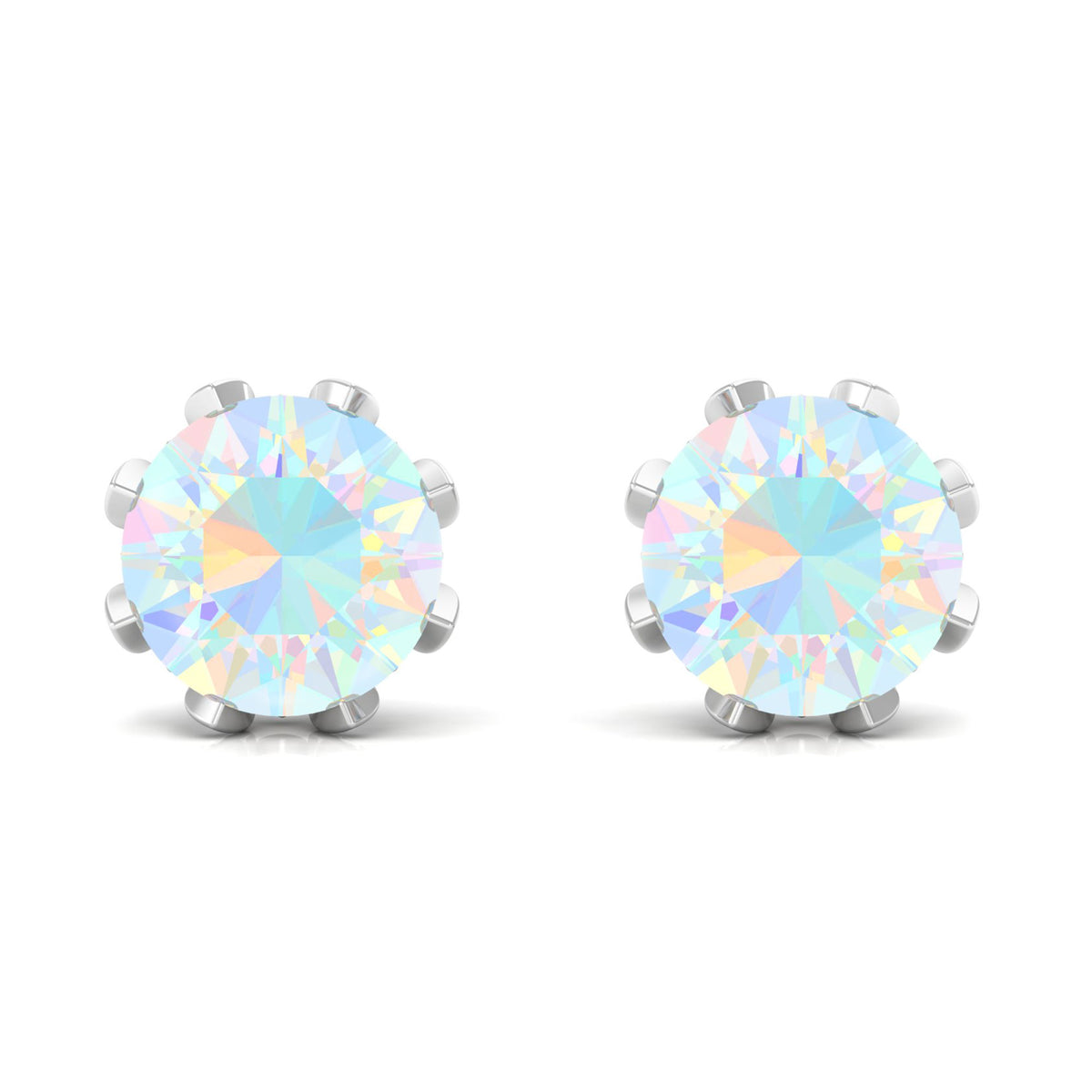 Floral Stud Earrings with Diamond, 925 Sterling Silver K346