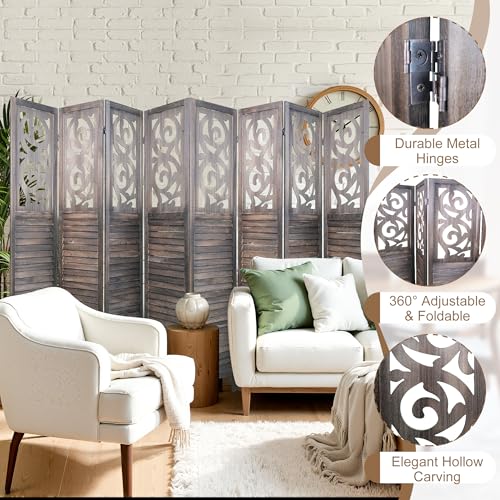 8 Panel Wood Peg Board Room Divider N613082