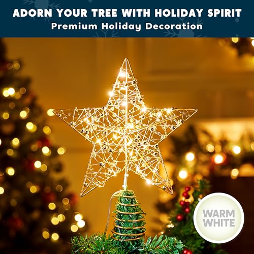 9.5inch Metal Beaded Star Tree Topper A9434