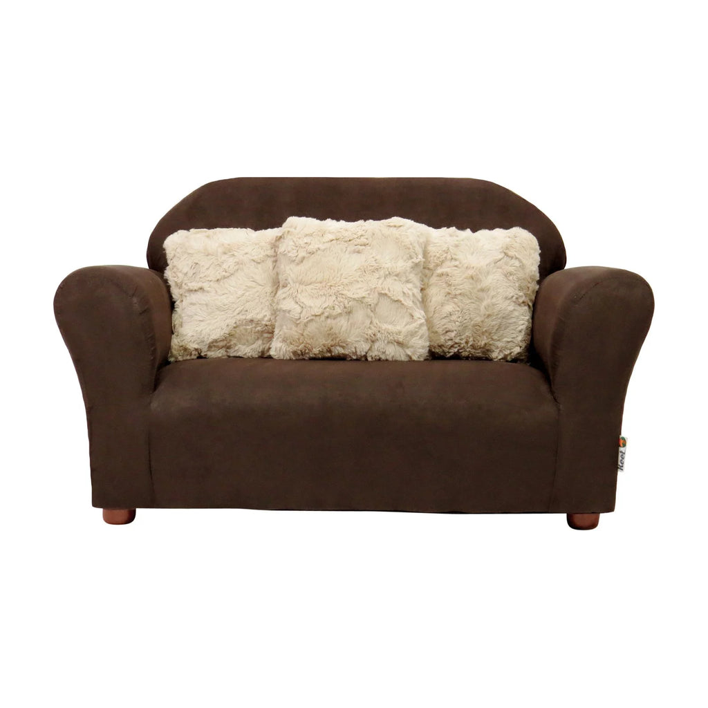 Brown Plush Kids Sofa with Accent Pillows K343974