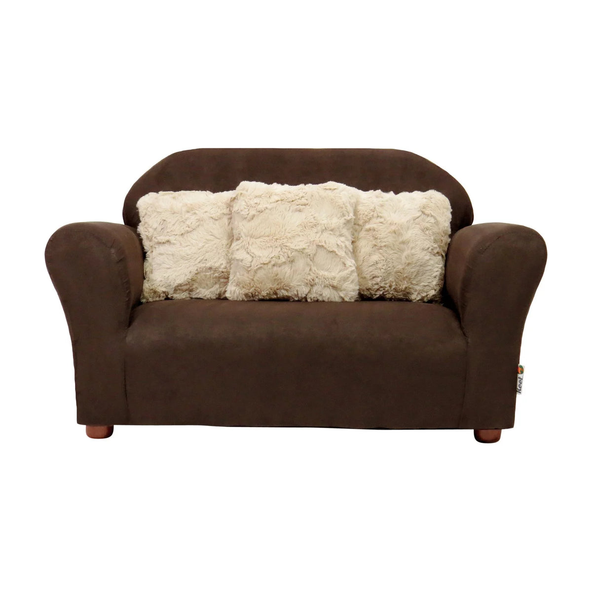 Brown Plush Kids Sofa with Accent Pillows K343974
