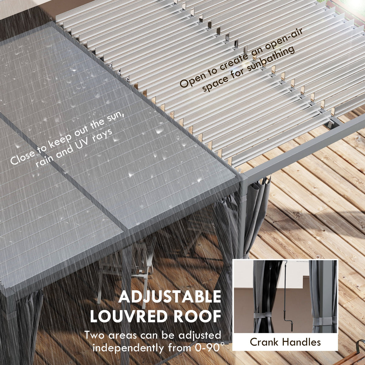 12'x19' Aluminum Pergola with Adjustable Louvered Roof J460