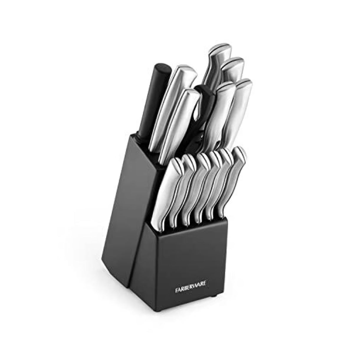 15 Pc Stamped Stainless Steel Knife Block Set V630019
