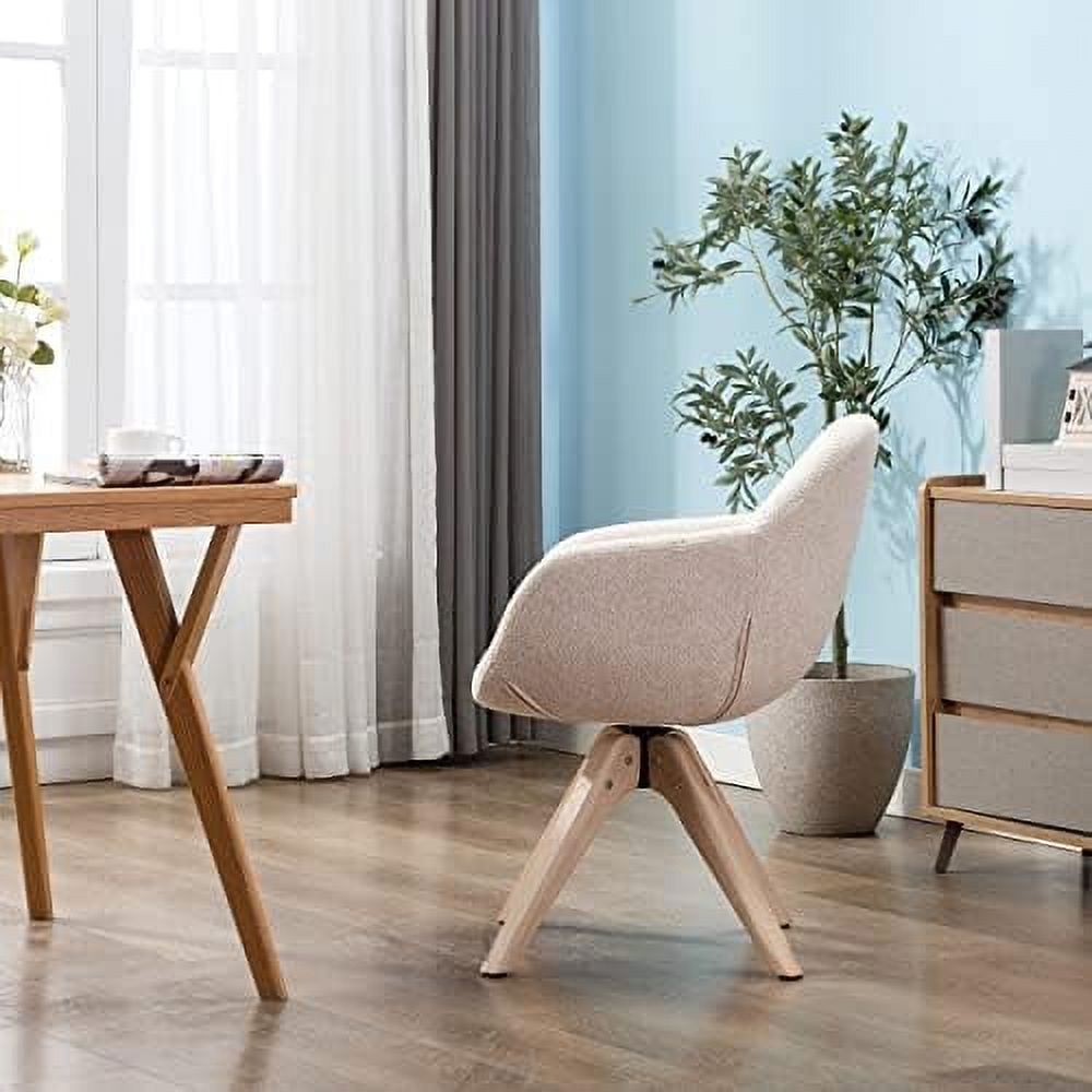 Mid Century Modern Swivel Fabric Accent Chair with Oak Wood Legs W5786