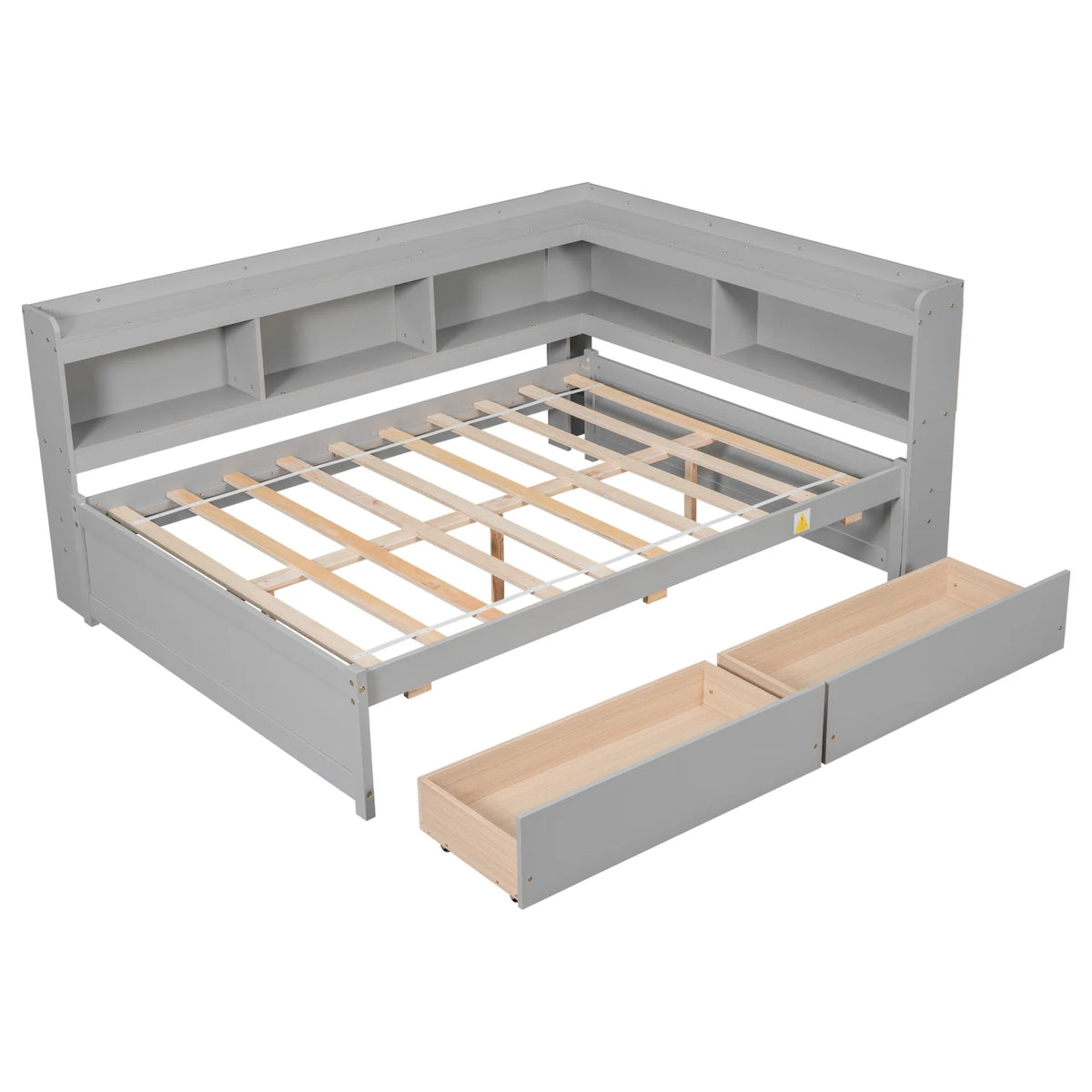 White Wooden Twin Size Platform Bed with 2 Storage Drawers E9741