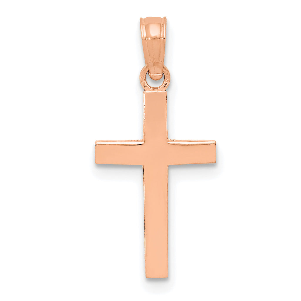 10K Rose Gold Polished Cross Pendant with 14K Yellow Gold Rope Chain 18" N97537