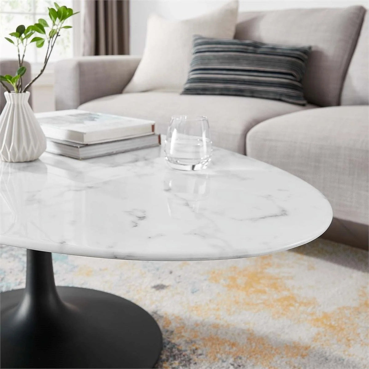 48" Oval Top Metal Coffee Table Y60956
