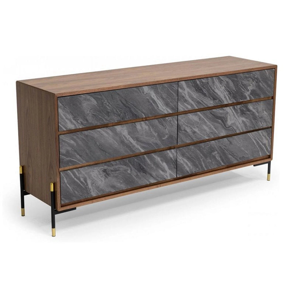 Walnut Gray Wood Dresser E337503