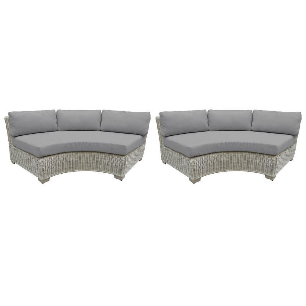 Curved Armless Outdoor Wicker Sofa in Grey Q97019
