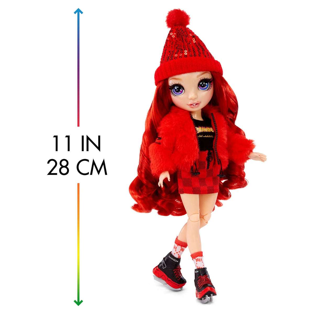 Red Fashion Doll Playset With 2 Outfits, Snowboard And Winter Accessories D689