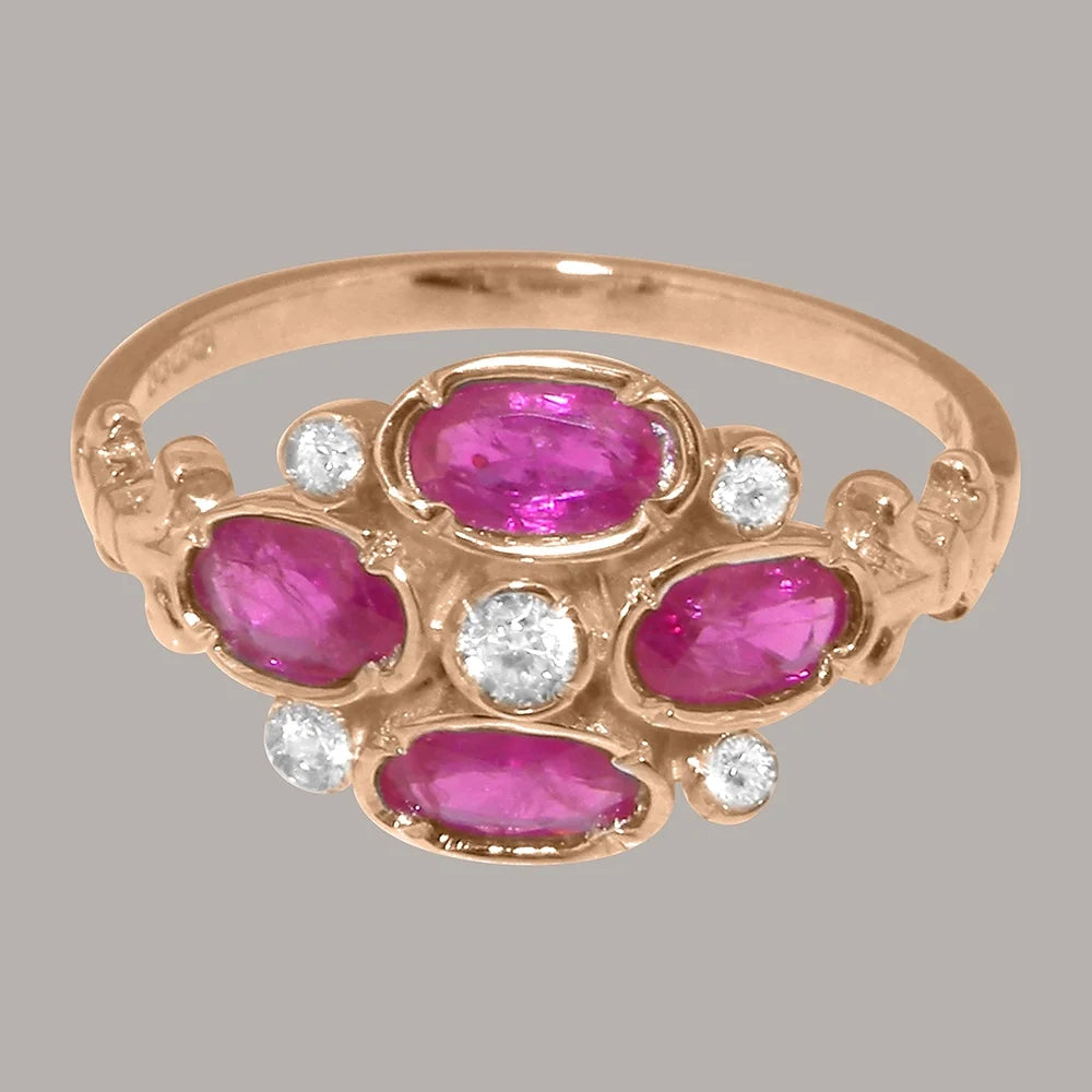 9k Rose Gold Ring with Natural Diamond & Ruby D997603