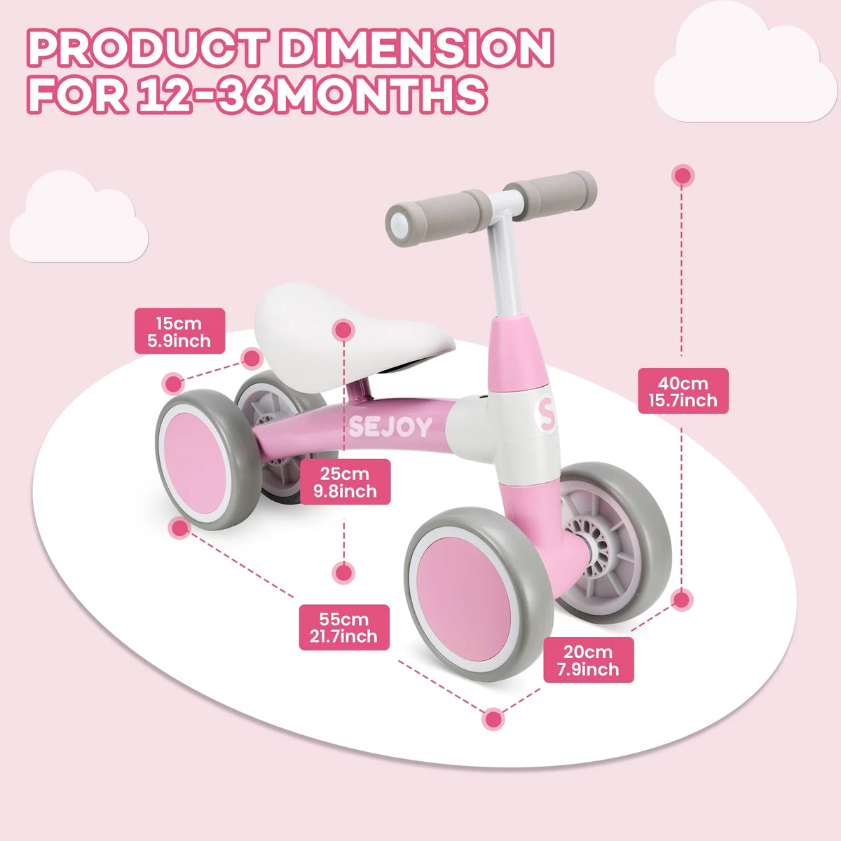 Baby Balance Bike 4 Wheels Walker I77448