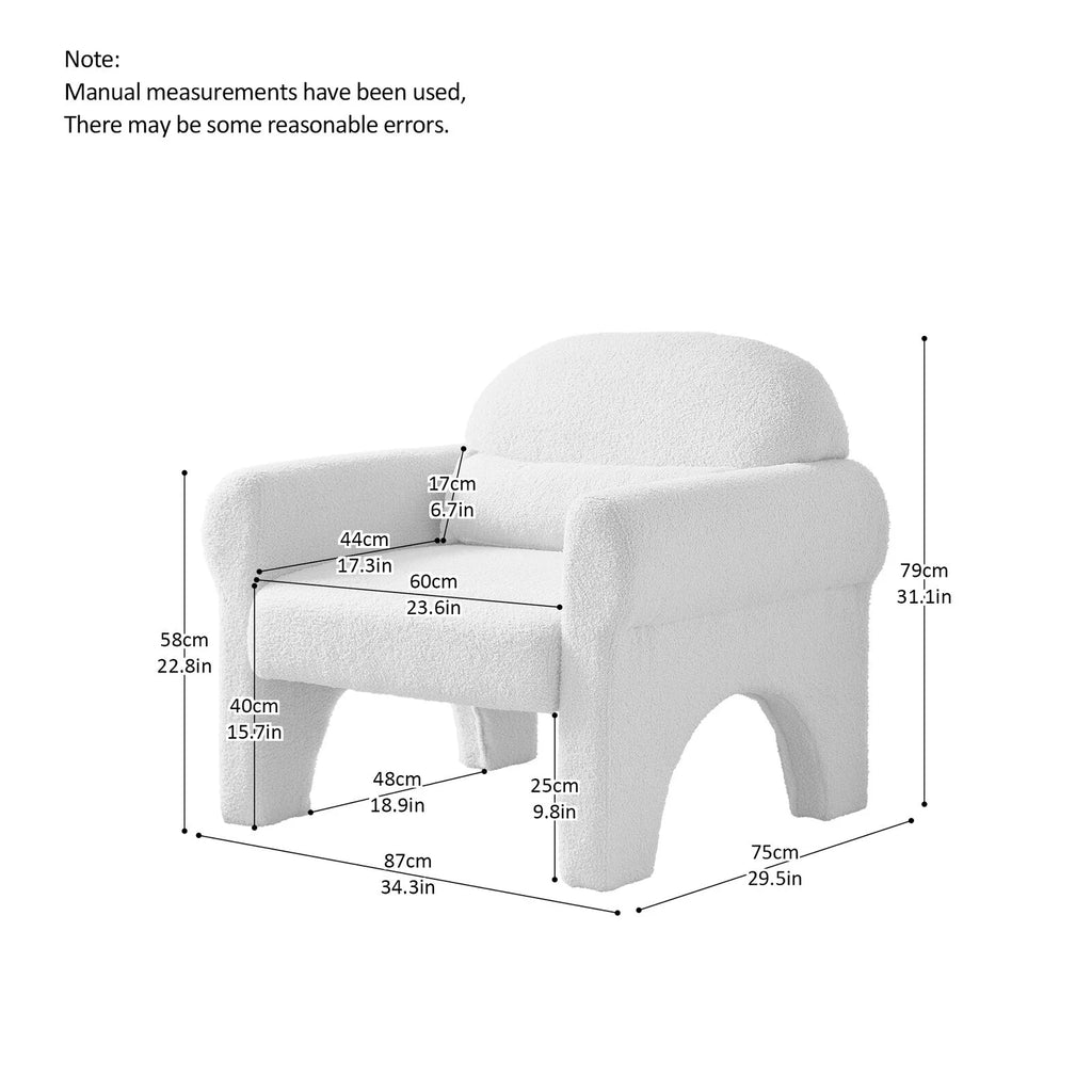 Small Modern Boucle Accent Chair with Lumbar Pillow U350724