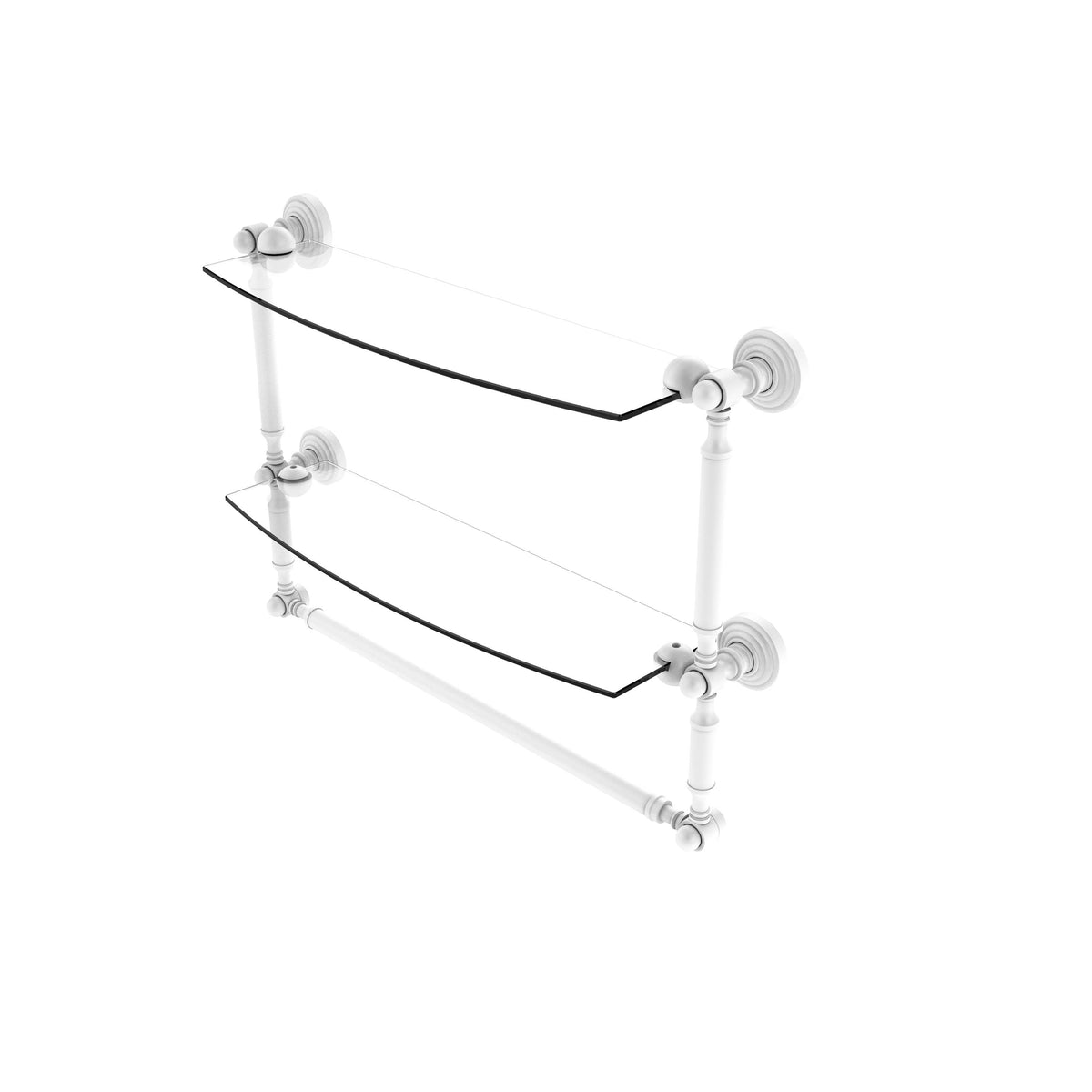 Two Tiered Glass Shelf with Towel Bar - Venetian Bronze - 18 inch F580336