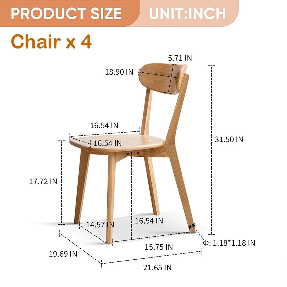 Solid Oak Wood Dining Chairs Set of 4 Z646146