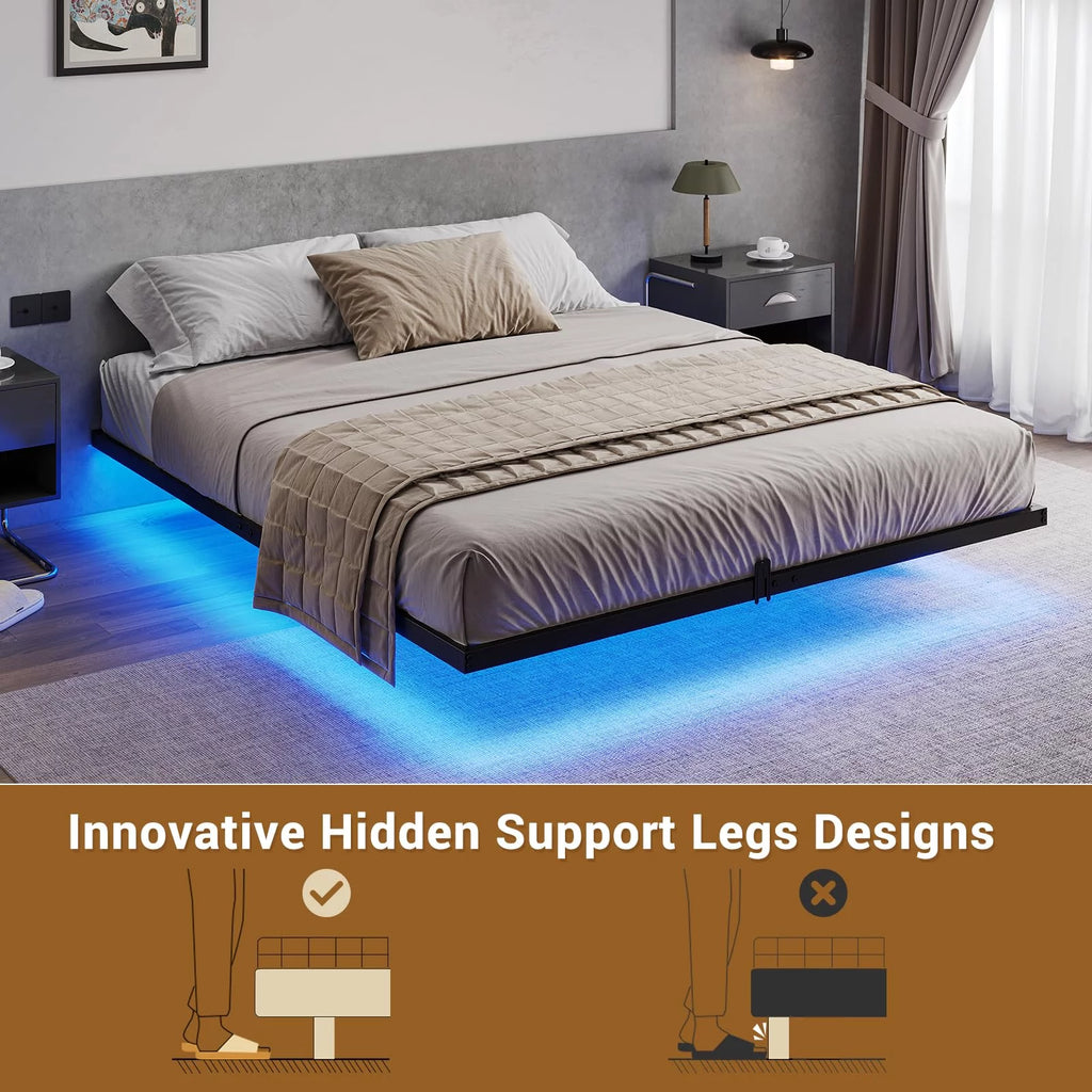 Queen Metal Platform Bed Frame with LED Lights P780