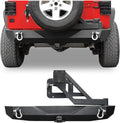 Textured Black Rear Bumper with Tire Carrier and 2" Hitch Receiver L9351