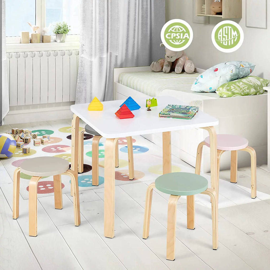 Kids Wooden Table and Stool Set, 5-Piece A1509