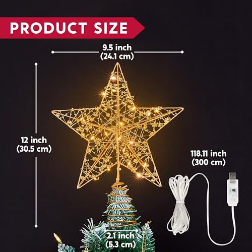 9.5inch Metal Beaded Star Tree Topper A9434