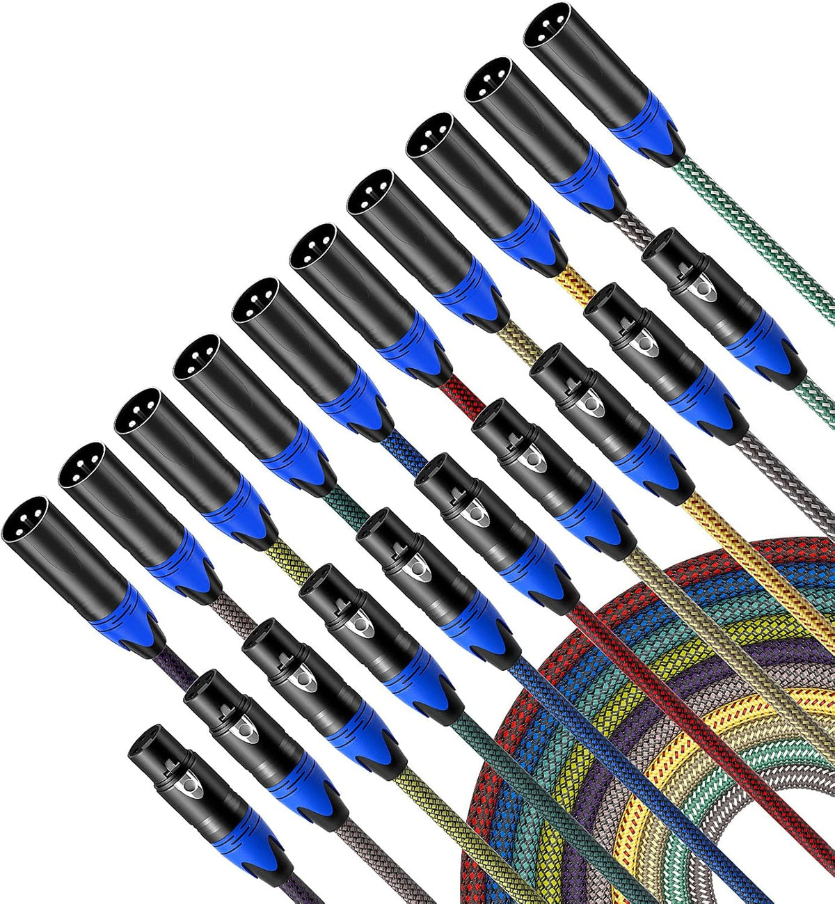 10Pack 6ft Nylon Braided XLR Male to Female Microphone Cable X724309