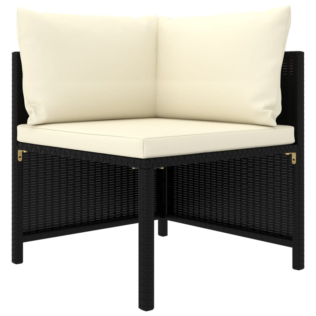 6 Piece Poly Rattan Garden Set with Cushions Black Y125156