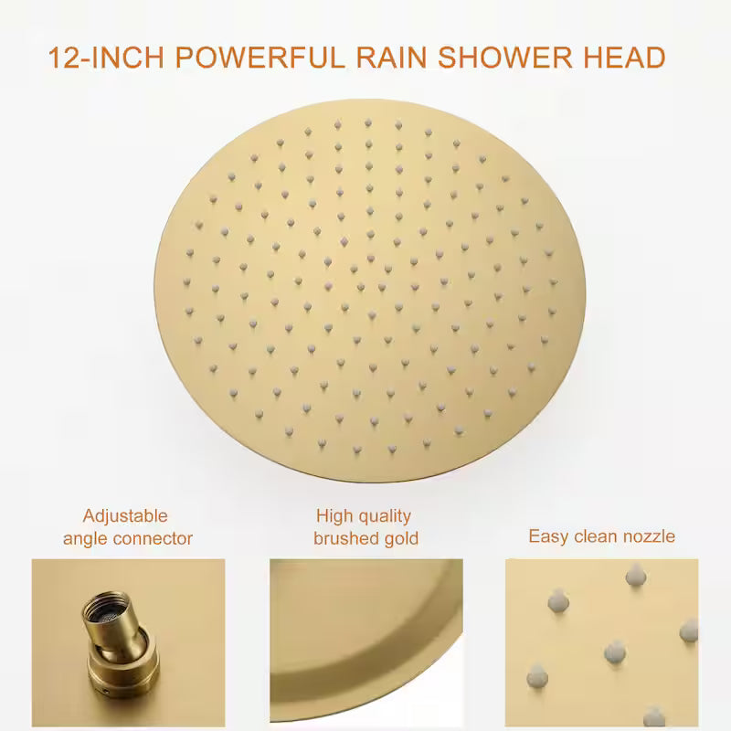 Wall Mount Dual Shower Heads with Valve in Brushed Gold J688231