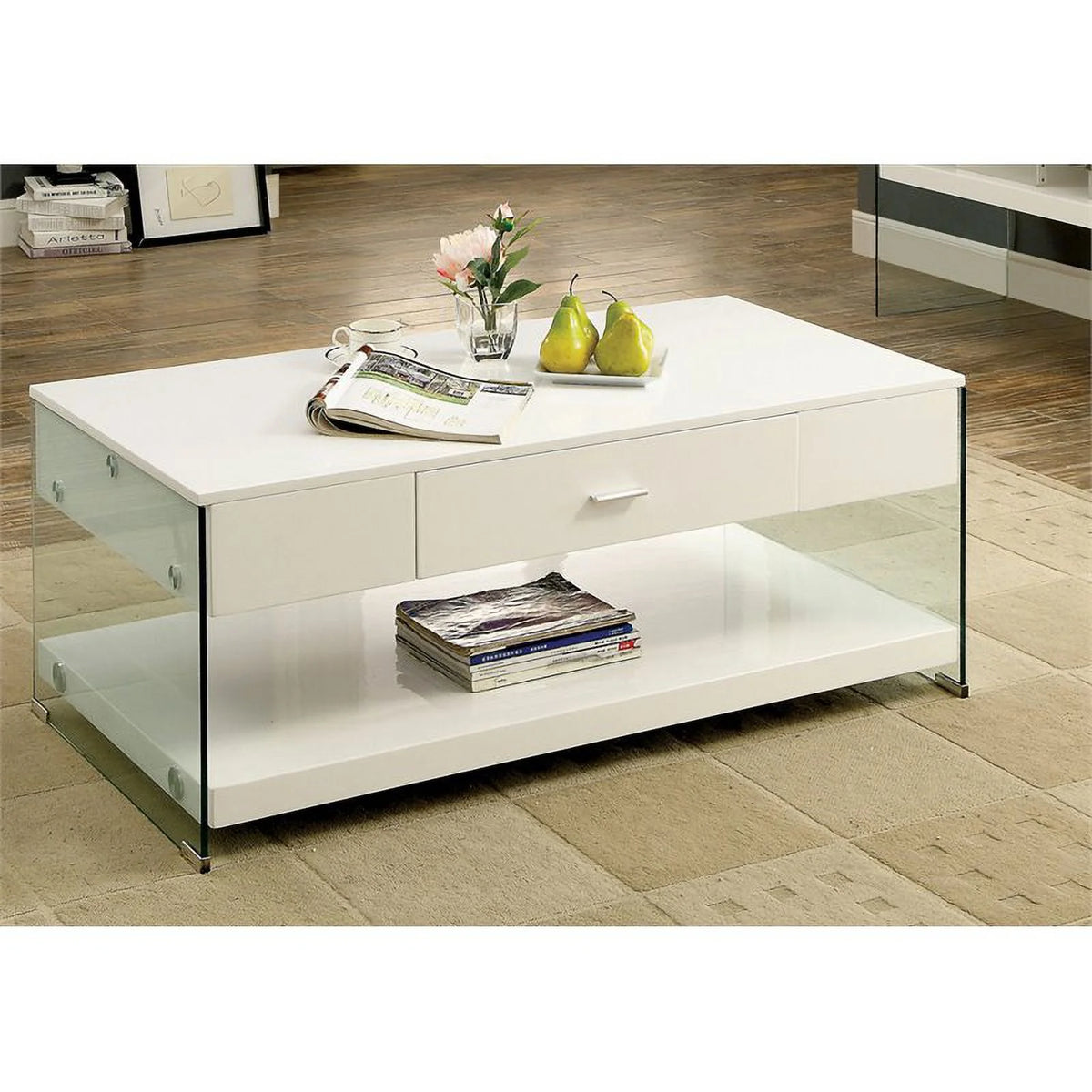 White Wood Storage Coffee Table S43509