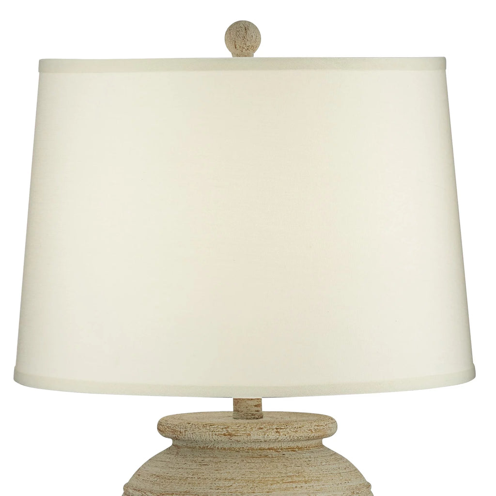 Table Lamp with USB Charging Port 28" Tall Linen Drum Shade W814
