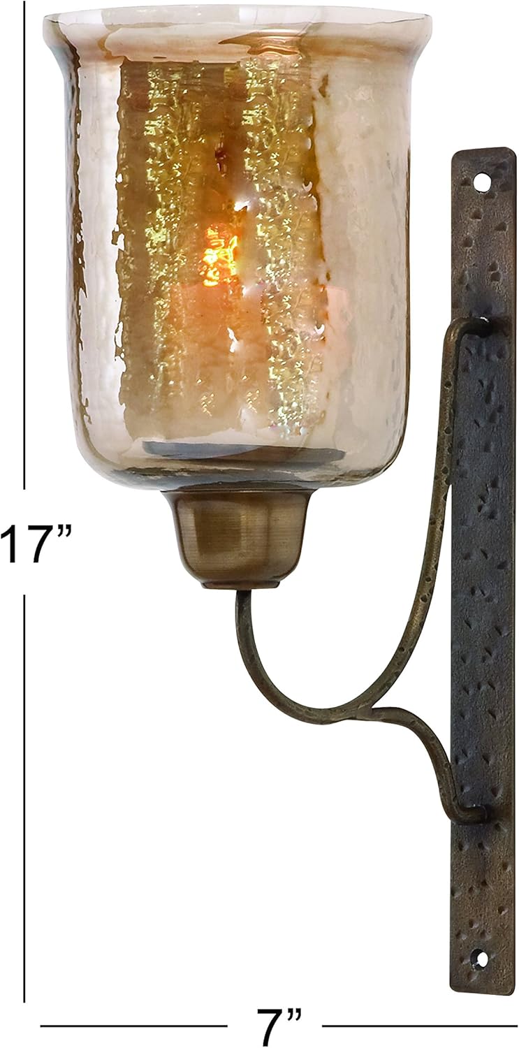 Metal Glass Candle Sconce C346