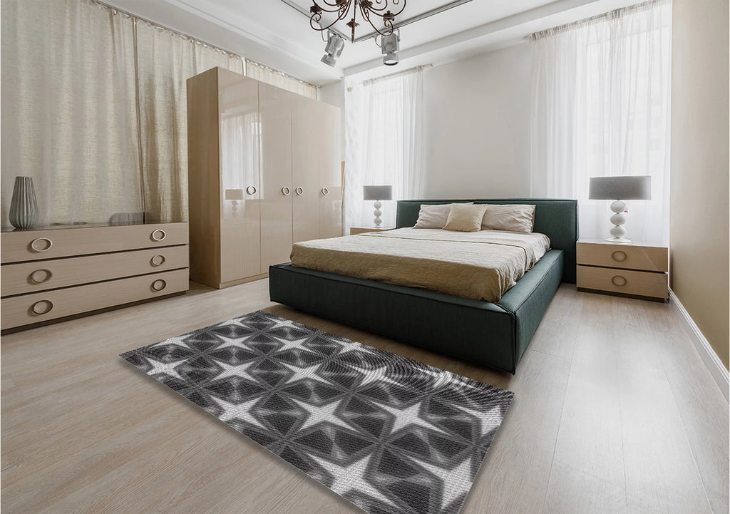 Dark Gray Black Patterned Area Rugs, 5' x 7' T834505