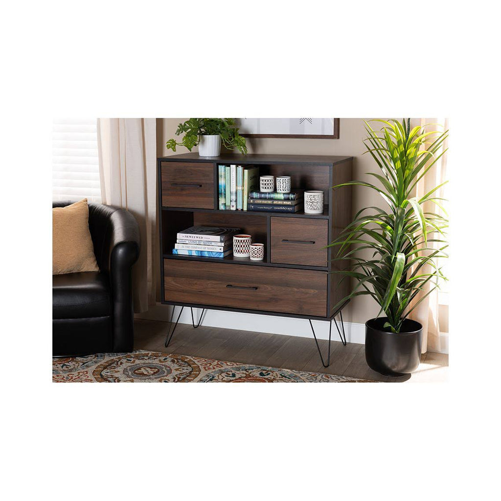 Walnut Brown 1-Drawer Wood Bookcase P62949