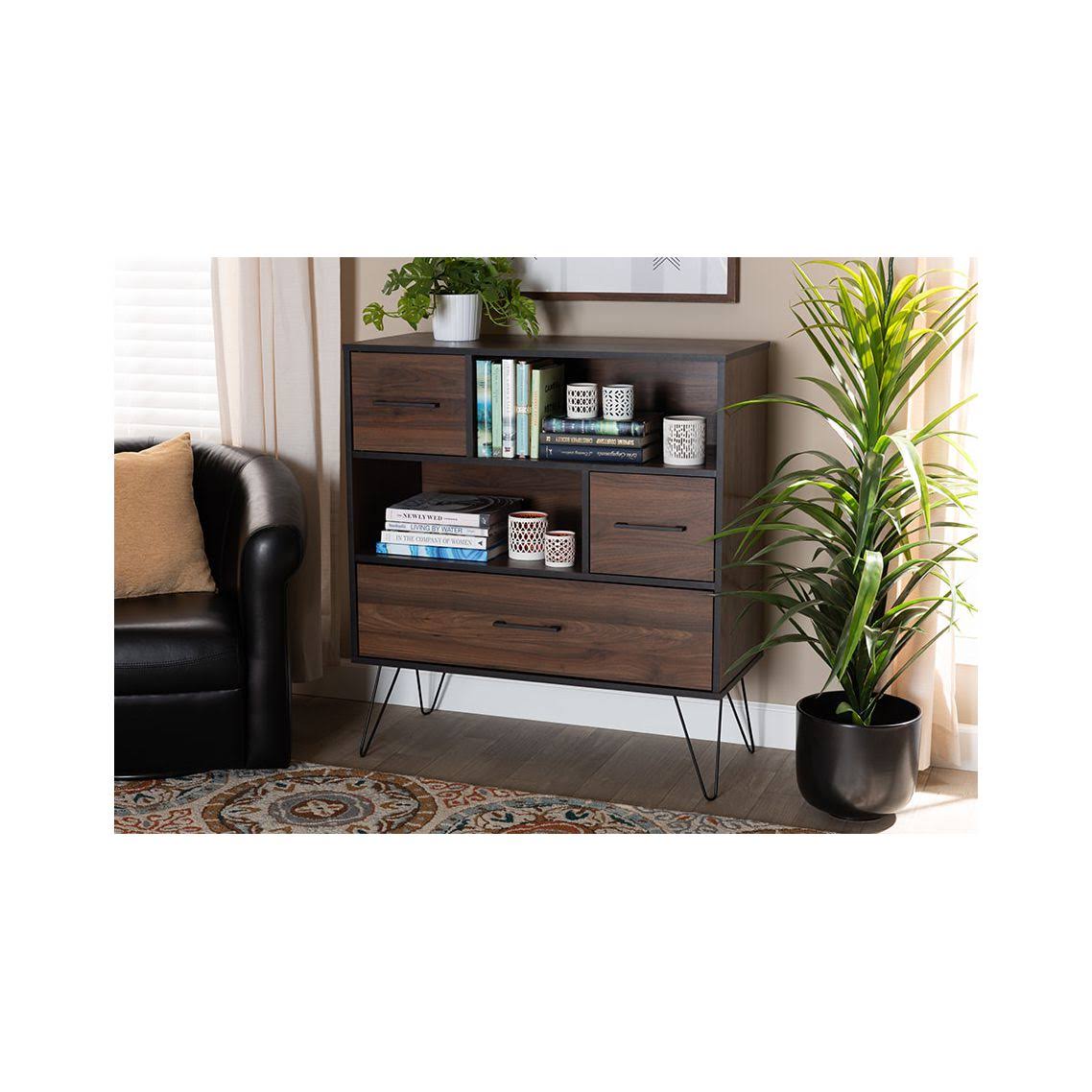 Walnut Brown 1-Drawer Wood Bookcase P62949