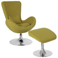 Green Fabric Side Reception Chair with Ottoman E980