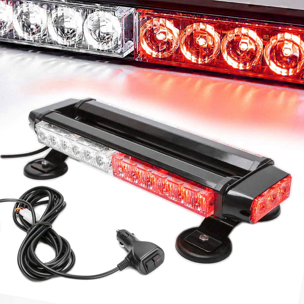 Amber 30 LEDs Safety Strobe Light Bar with Magnetic Base, Yellow, 12-24V/30W, Pack of 2 I6598