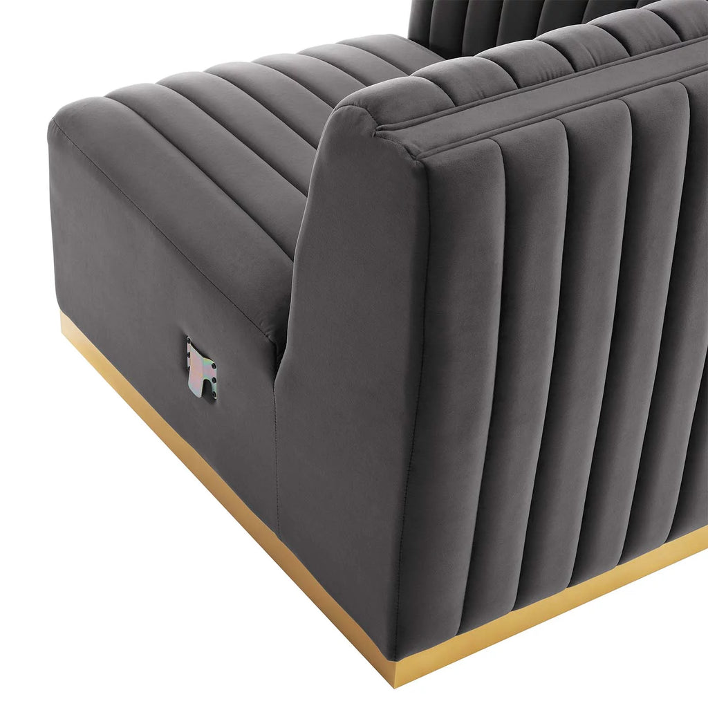 Gold Gray Performance Velvet Left Corner Chair D8065