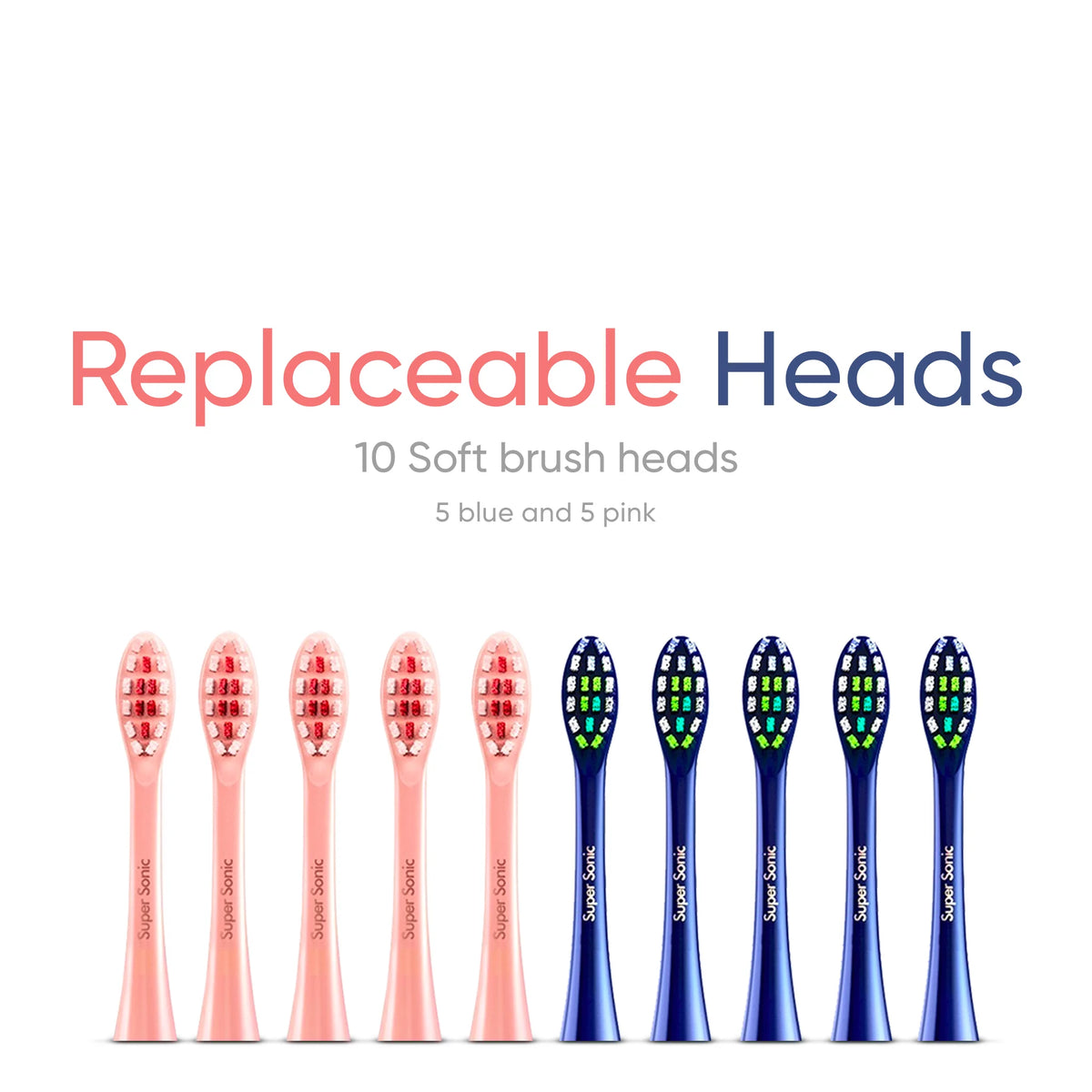 2 Electric Toothbrushes with Pressure Sensor, 5 Brushing Modes, Pink/Blue G9357